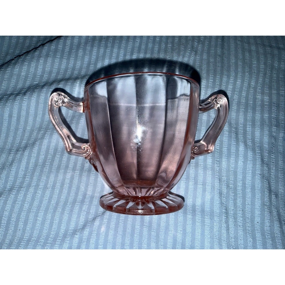 Vintage Pink Depression Glass Sugar Bowl Excellent Condition